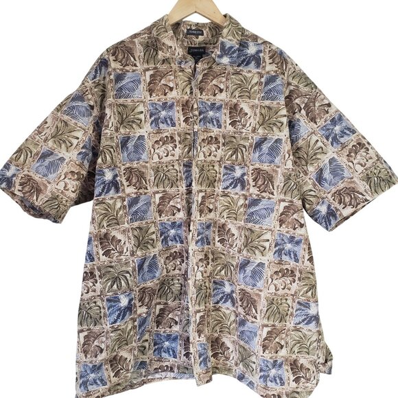 St‎ Johns Bay Mens Island Style Short Sleeve Button Down Shirt Size 3XL Cotton - Picture 1 of 7